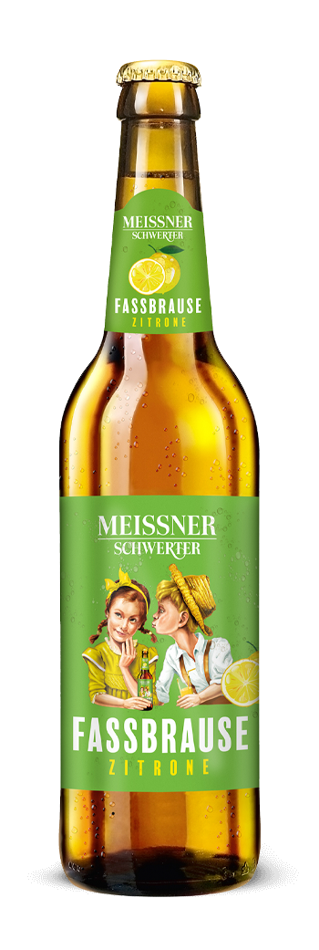 Produktfotografie von der Flasche Braumeisters Fassbrause Zitrone der Privatbrauerei Schwerter in Meißen, alkoholfrei