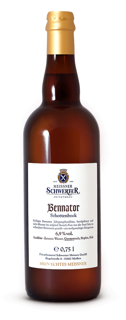 Produktfotografie von der Flasche Bennator Schottenbock der Privatbrauerei Schwerter in Meißen